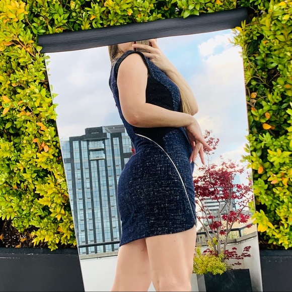 TIME Wool Metal Zipper Shaper Fashion Mini Dress - Picture 4 of 16